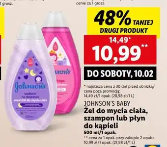 Lidl JOHNSON'S BABY Żel do mycia ciała szampon lub płyn do kąpieli 500ml oferta