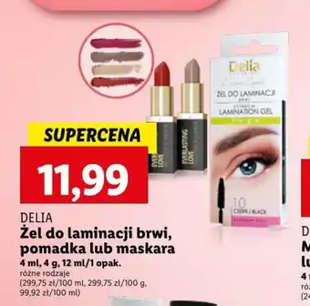DELIA Żel do laminacji brwi pomadka lub maskara 4ml/4g/12ml