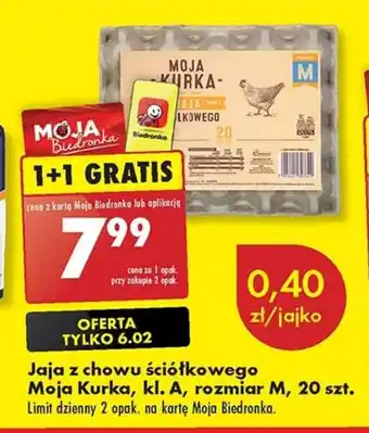 Biedronka Jaja z chowu ściółkowego Moja Kurka kl. A rozmiar M 20 szt. oferta