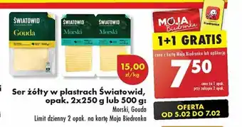Biedronka Ser żółty w plastrach Światowid 500g oferta