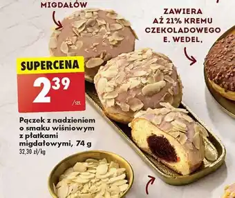 Biedronka Pączek z nadzieniem o smaku wiśniowym z płatkami migdałowymi 74 g oferta