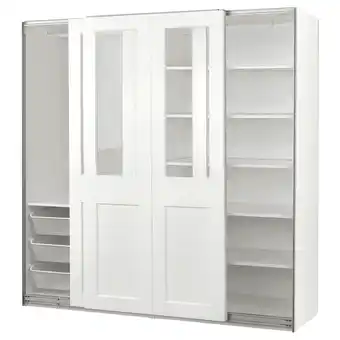 IKEA Pax / grimo Szafa z przesuwanymi drzwiami, biały/szkło bezbarwne biały, 200x66x201 cm oferta