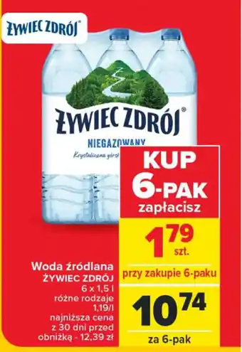 Carrefour Market Woda źródlana 6 x 1,5 l oferta