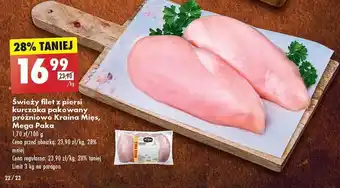 Biedronka Świeży filet z piersi kurczaka pakowany próżniowo Kraina Mięs, Mega Paka 1 kg oferta