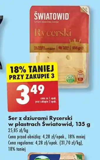 Biedronka Ser z dziurami Rycerski w plastrach Światowid, 135 g oferta