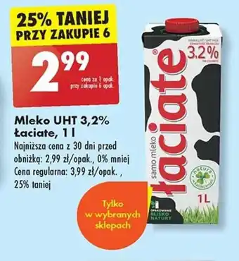 Biedronka Mleko UHT 3,2% Łaciate, 1 l oferta