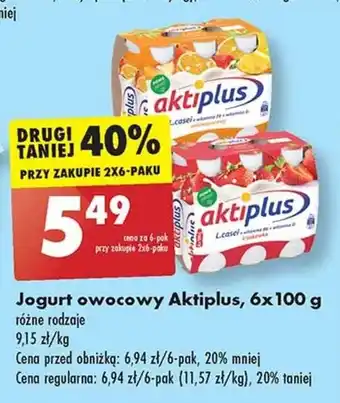Biedronka Jogurt owocowy Aktiplus, 6 x 100 g oferta
