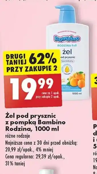 Biedronka Żel pod prysznic z pompką Bambino Rodzina, 1000 ml oferta