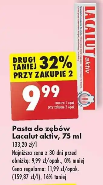 Biedronka Pasta do zębów Lacalut aktiv, 75 ml oferta