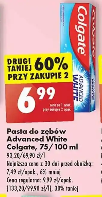 Biedronka Pasta do zębów Advanced White Colgate, 75/100 ml oferta
