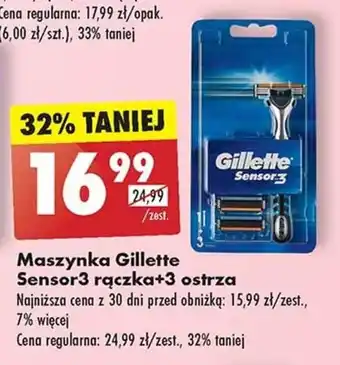 Biedronka Maszynka Gillette Sensor3 rączka + 3 ostrza oferta