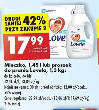 Biedronka Mleczko, 1,45 I lub proszek do prania Lovela, 1,3 kg oferta