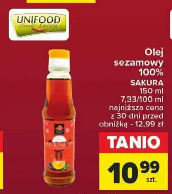 Carrefour Olej sezamowy 100% SAKURA 150 ml oferta