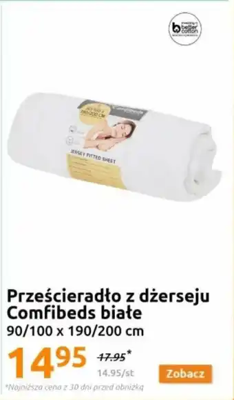 Action Prześcieradło z dżerseju Comfibeds białe oferta