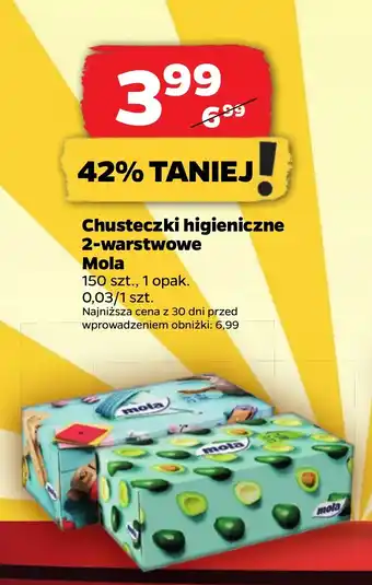 Chusteczki higieniczne 2-warstwowe Mola 150 szt.