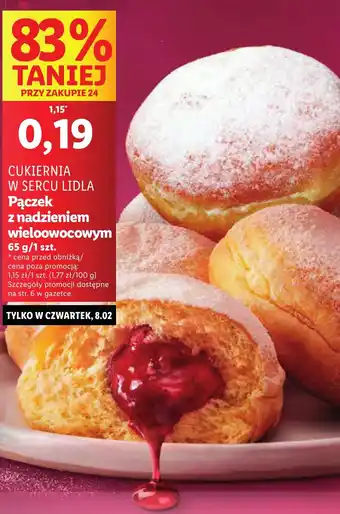 CUKIERNIA W SERCU LIDLA Pączek z nadzieniem wieloowocowym 65 g