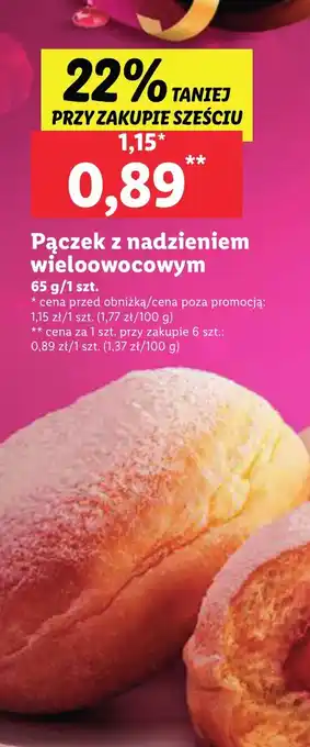 Lidl Pączek z nadzieniem wieloowocowym 65 g oferta