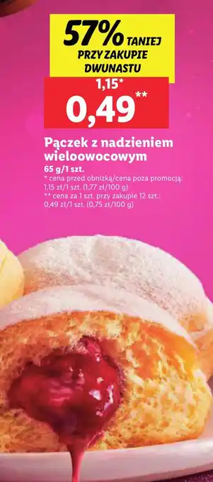 Lidl Pączek z nadzieniem wieloowocowym 65 g oferta