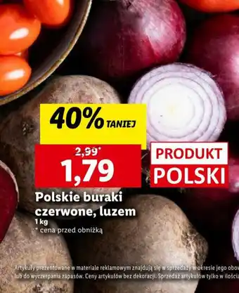 Lidl Polskie buraki czerwone, luzem 1 kg oferta