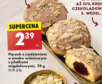 Biedronka Pączek z nadzieniem wiśniowym i płatkami migdałowymi oferta