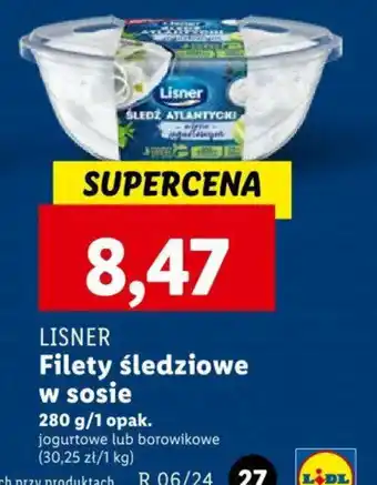 Lidl LISNER Filety śledziowe w sosie 280g oferta