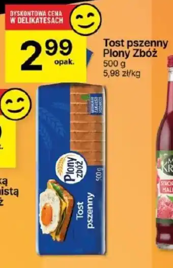 Delikatesy Centrum Tost z mąką pełnoziarnistą Plony Zbóż 500 g oferta