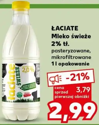 Kaufland ŁACIATE Mleko świeże 2% tł. 1l oferta