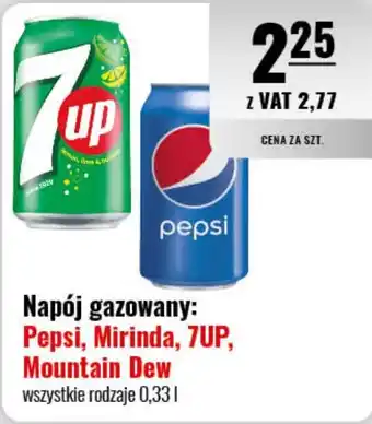 Eurocash Napój gazowany: Pepsi, Mirinda, 7UP, Mountain Dew 0,33 l oferta