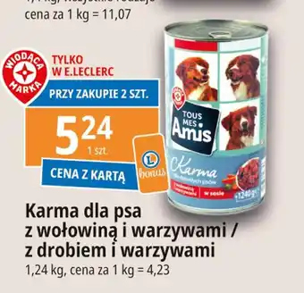 E.Leclerc Karma dla psa z wołowiną i warzywami / z drobiem i warzywami 1,24 kg oferta