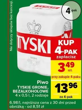 Carrefour Express Tyskie Piwo jasne 2 l (4 x 0,5 l) oferta