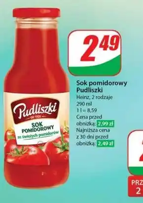 Dino Pudliszki Sok pomidorowy ze świeżych pomidorów 290 ml oferta