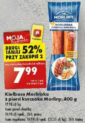 Biedronka Kiełbasa Morlińska z piersi kurczaka Morliny 400 g oferta
