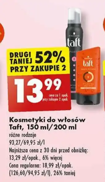 Biedronka Kosmetyki do włosów Taft 150 ml/200 ml oferta