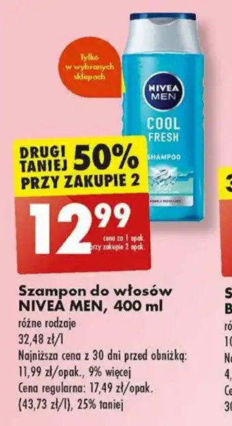 Biedronka Szampon do włosów NIVEA MEN 400 ml oferta