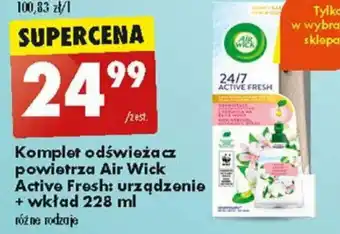 Biedronka Komplet odświeżacz powietrza Air Wick Active Fresh urządzenie + wkład 228 ml oferta