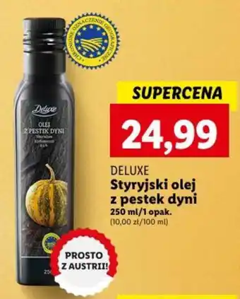 Lidl DELUXE Styryjski olej z pestek dyni 250 ml oferta
