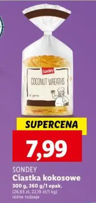 Lidl SONDEY Ciastka kokosowe 300-360g oferta