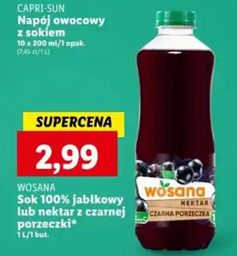 Lidl WOSANA Sok 100% jabłkowy lub nektar z czarnej porzeczki 1L oferta