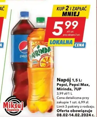 Lewiatan Napój Pepsi Pepsi Max Mirinda 7UP 1,5l oferta