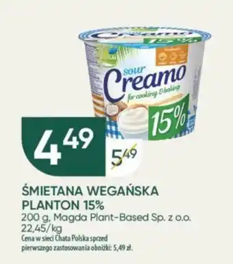 Chata Polska ŚMIETANA WEGAŃSKA PLANTON 15% 200 g oferta