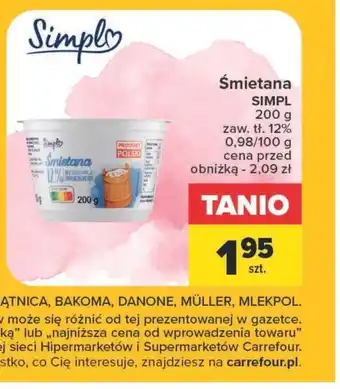 Carrefour Śmietana Simpl oferta