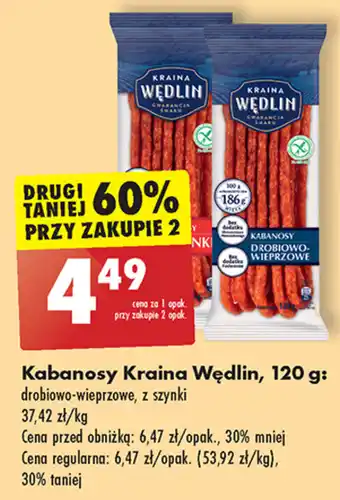 Biedronka Kabanosy Kraina Wędlin 120 g oferta