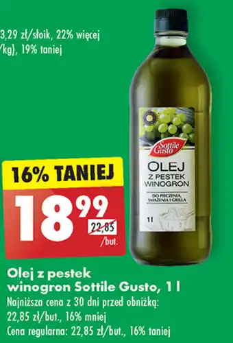 Biedronka Olej z pestek winogron Sottile Gusto 1l oferta