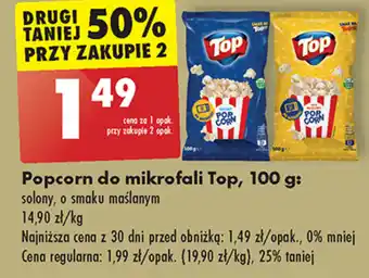 Biedronka Popcorn do mikrofali Top 100 g oferta