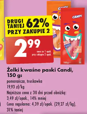Biedronka Żelki kwaśne paski Candi 150g oferta