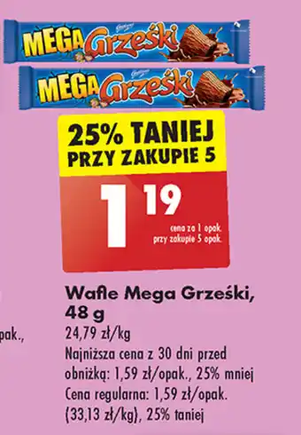 Biedronka Wafle Mega Grześki 48 g oferta