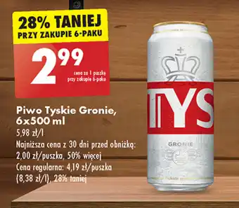 Biedronka Piwo Tyskie Gronie, 6 x 500 ml oferta