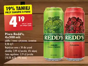 Biedronka Piwo Redd's, 4 x 500 ml oferta