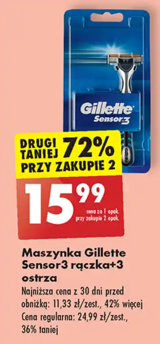 Biedronka Maszynka Gillette Sensor3 rączka+3 ostrza oferta