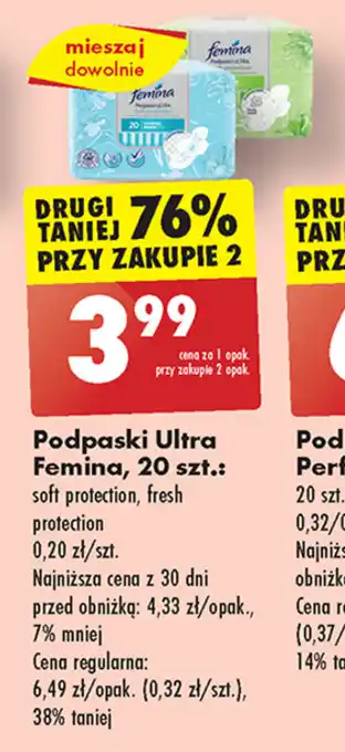 Biedronka Podpaski Ultra Femina, 20 szt. oferta